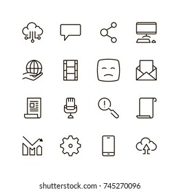 Network icon set. Collection of high quality outline computer pictograms in modern flat style. Black connectr symbol for web design and mobile app on white background. Server line logo.