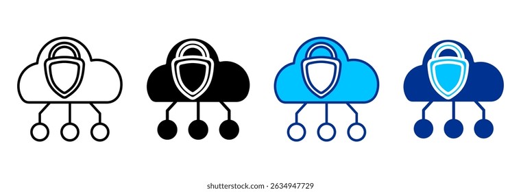 Ícone de rede define ilustração de vetor de vários estilos