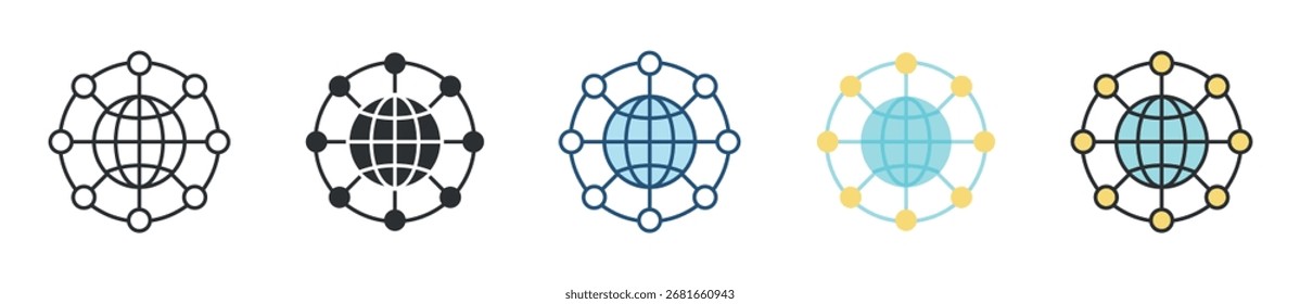 Ícone de rede define coleção de vários estilos