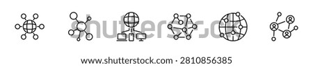 Network icon set. Networking icons in line style. Editable web icons internet, wireless, cloud computing, computer, communication, database, cyberspace, server, device, digital. Vector illustration.