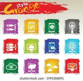 Network icon set for user interface design. Grange icons style