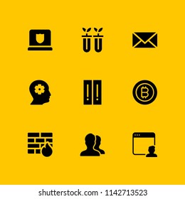 network icon set. users, laptop and files vector icon for graphic design and web
