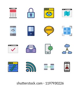 network icon set. vector set about smartphone, browser, padlock and wifi icons set.