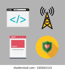 network icon set. vector set about shield, antenna and browser icons set.