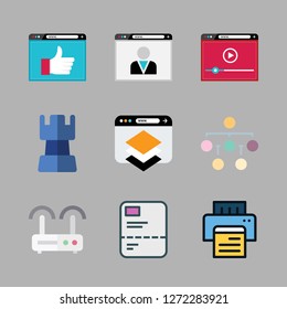 network icon set. vector set about strategy, text lines, router and diagram icons set.