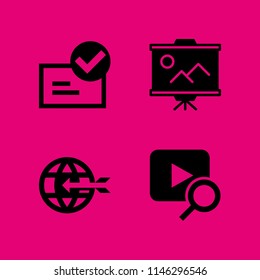 network icon set with video player, presentation and email vector icons for web and graphic design