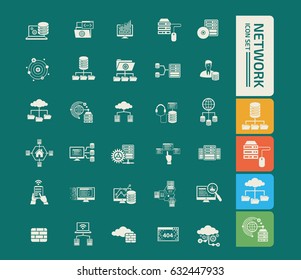 Network icon set,clean vector