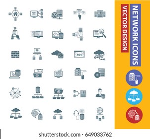 Network icon set,clean vector