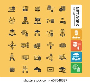 Network icon set,clean vector