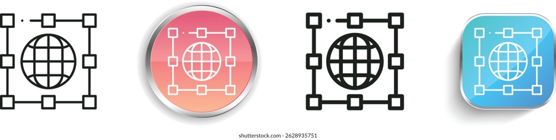 ícone de rede. Design fino, linear, regular e estilo botão isolado no fundo branco