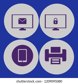 network icon. network vector icons set printer, mail, cyber security and mobile phone