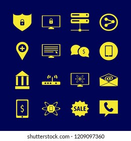 network icon. network vector icons set bank, sale, server and router