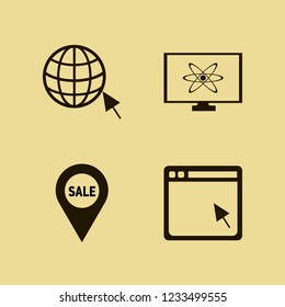 network icon. network vector icons set sale location, atom monitor, browser globe cursor and browser