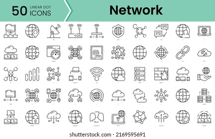 network Icons bundle. Linear dot style Icons. Vector illustration