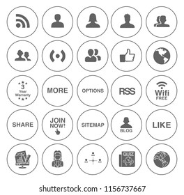 Network Icons, Communication icons set - social media and web network, computer sign and symbols