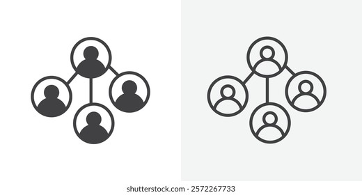 Network icons. flat and line style set
