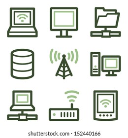 Network icons, green line contour series