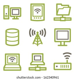 Network icons, green line contour series