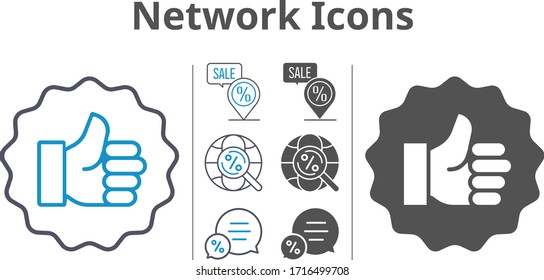 iconos de red incluidos como, chat, marcador de posición, iconos de Internet