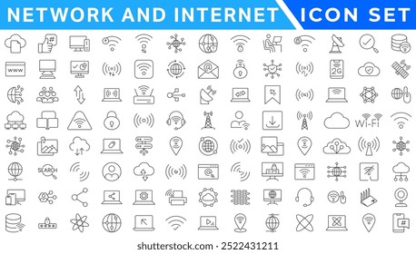 Network icons. Network icon set. Network line icons. Vector illustration. Editable stroke.