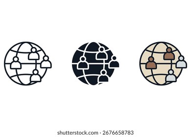 ícones de rede isolados no fundo branco. Design de estilo plano