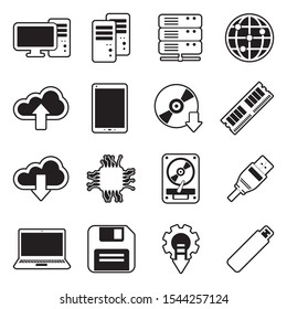 IT And Network Icons. Line With Fill Design. Vector Illustration.