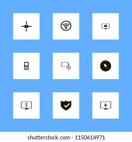 network icons. mail, dollar symbol computer, cyber security and empty battery vector icons set