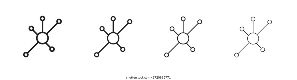 Los iconos de red delinean el diseño de Vector negro. Línea con trazo editable.