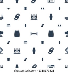 network icons pattern seamless white background. Included editable filled server, signal, browser, link, cpu, user, cloud connection, globe icons. network icons for web and mobile.