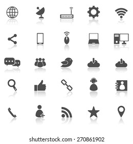 Network icons with reflect on white background, stock vector