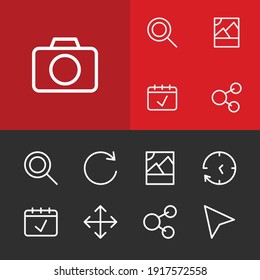 Network Icons Set With Camera, Cursor And Photo Elements. Set Of Network Icons And Photography Concept. Editable Vector Elements For Logo App UI Design.