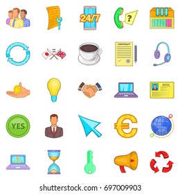 Network icons set. Cartoon set of 25 network vector icons for web isolated on white background