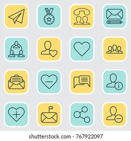 Network icons set with chatting, call, favorite person and other call elements. Isolated vector illustration network icons.