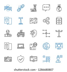 network icons set. Collection of network with add user, signal, map, security, vector, planet earth, bitcoin, laptop, rack, artificial intelligence. Editable and scalable network icons.