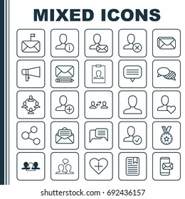 Network Icons Set. Collection Of Bullhorn, Phone Messaging, Team Organisation And Other Elements. Also Includes Symbols Such As Postbox, Top, Bookmark.