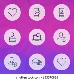 Network Icons Set. Collection Of Chatting Person, Insert Person, Ban Person And Other Elements. Also Includes Symbols Such As Info, Heart, New.
