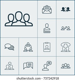 Juego de iconos de red. Colección De Comunicaciones, Charlas, Trabajo En Equipo Y Otros Elementos. También Incluye Símbolos Como Mensaje, Sociedad, Usuario.