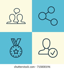 Network Icons Set. Collection Of Confirm, Conversation, Medal And Other Elements. Also Includes Symbols Such As Reward, Human, Medal.