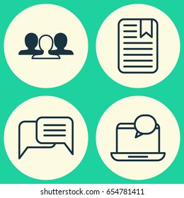 Network Icons Set. Collection Of Group, Note Page, Mail Notification And Other Elements. Also Includes Symbols Such As Mail, Unity, Chatting.