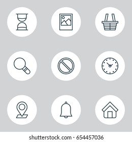 Network Icons Set. Collection Of Image, Obstacle, Pinpoint And Other Elements. Also Includes Symbols Such As Block, Time, Sand.