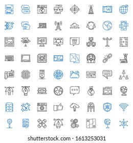 network icons set. Collection of network with networking, earth globe, map, development, vector, teamwork, chat, creative process, wifi, security. Editable and scalable network icons.