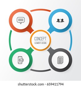 Network Icons Set. Collection Of Phone Messaging, Internet Site, Group And Other Elements. Also Includes Symbols Such As Mailing, Team, Mobile.