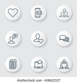 Network Icons Set. Collection Of Speaking, Mail Notification, Favorite Person And Other Elements. Also Includes Symbols Such As Messaging, New, Soul.