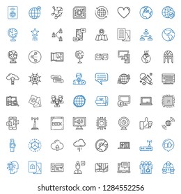 network icons set. Collection of network with team, teamwork, laptop, map, add user, website, artificial intelligence, like, router, earth. Editable and scalable network icons.