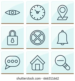 Network Icons Set. Collection Of Time, Message Bubble, Pinpoint And Other Elements. Also Includes Symbols Such As Alarm, Clock, In.