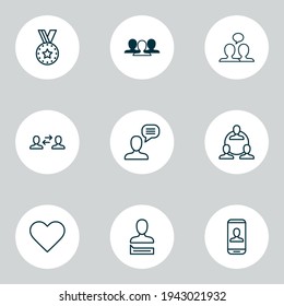 Network icons set with connect, team, reward and other teamwork elements. Isolated vector illustration network icons.