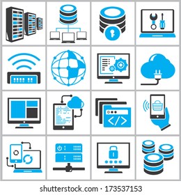 network icons set, information technology icons