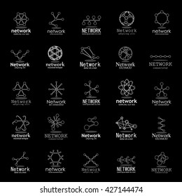Network Icons Set - Isolated On Black Background - Vector Illustration, Graphic Design 