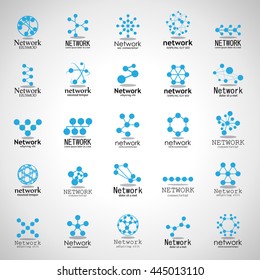 Network Icons Set - Isolated On Gray Background - Vector Illustration, Graphic Design.  For Web, Websites,Apps, Print, Presentation Templates, Mobile Applications And Promotional Materials