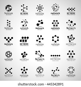 Network Icons Set - Isolated On Gray Background - Vector Illustration, Graphic Design.  For Web, Websites,Apps, Print, Presentation Templates, Mobile Applications And Promotional Materials